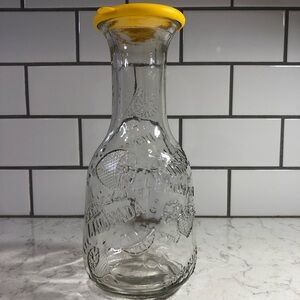 Vintage Lemonade Glass Carafe with Yellow Lid
